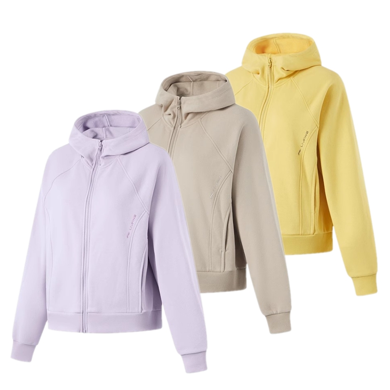 李宁外套女子2024冬季款健身系列加绒保暖开衫连帽卫衣AWDU562LL