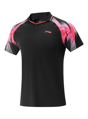 李宁乒乓球系列男女同款2025新款休闲比赛训练V领短袖T恤AAYV117