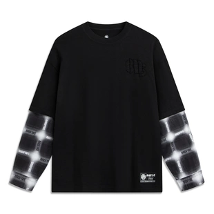 李宁运动T恤男2025冬季新款百搭休闲棉长袖圆领上衣套头衫AHSV755