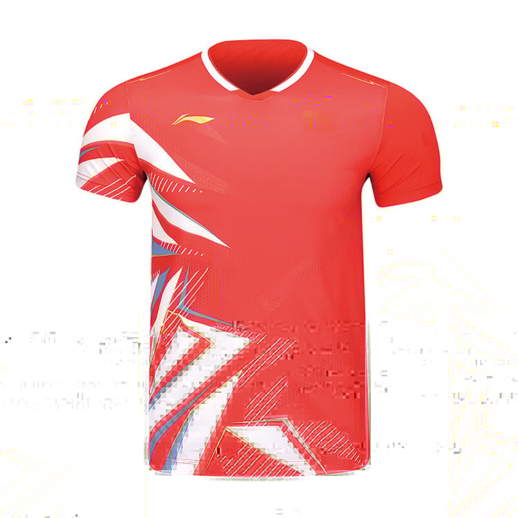 리 닝 배드민턴 유니폼 중국 청소년 팀 경기 유니폼 남자 경기 유니폼 속건성 반팔 스포츠 상의 AAYU133