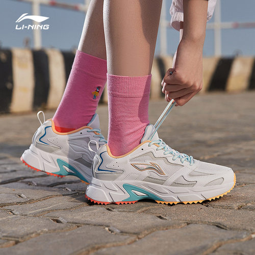 李宁女鞋运动鞋2021秋季新款跑步鞋低帮休闲鞋复古老爹鞋ARLQ004