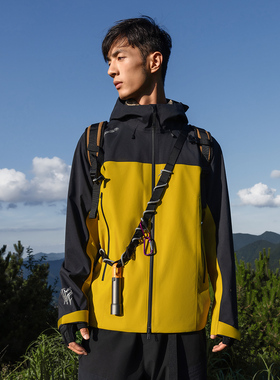 李宁户外CF溯万龙甲冲锋衣黑龘男女同款宽松单层冲锋衣AEMV033