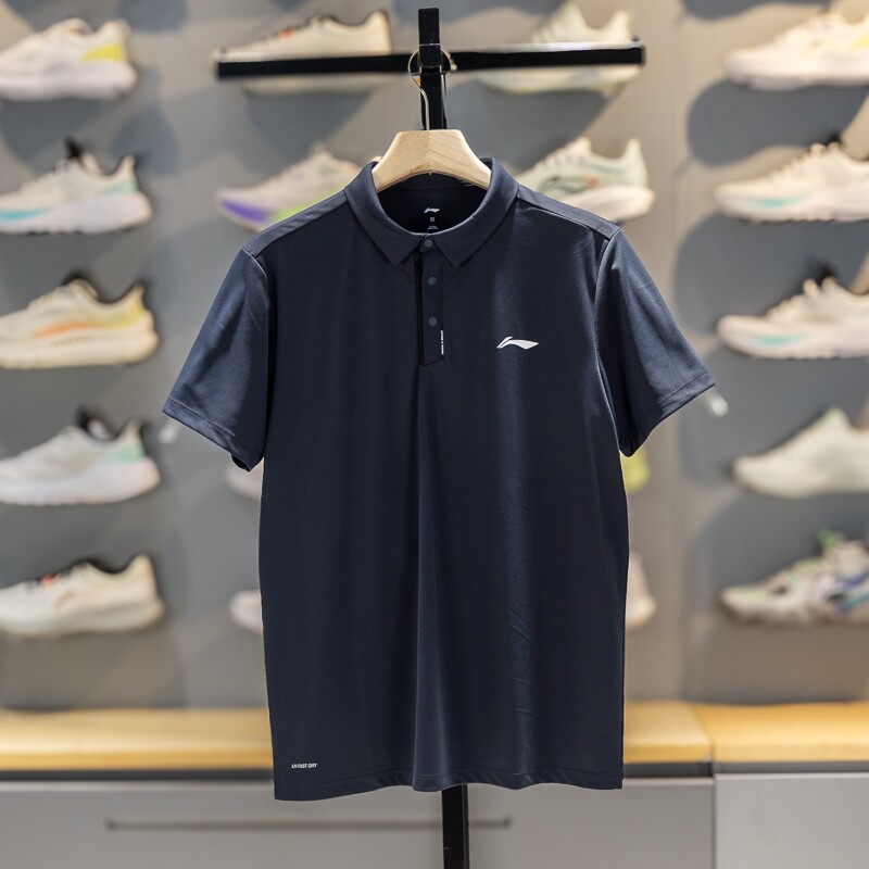 李宁男子防晒排湿速干短袖POLO