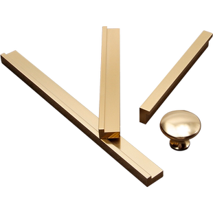 汇优莱亮金色镜面柜门拉手衣柜长拉手长条F形橱柜L型抽屉柜把手