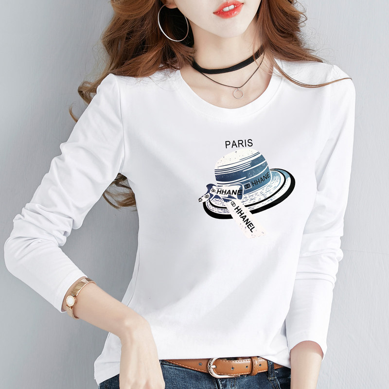 内搭打底衫女长袖白色纯棉t恤春秋2025年新款黑色早秋上衣女ins潮