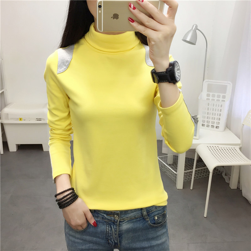 长袖t恤女纯棉高领加厚（实物实拍）（ 95棉 5氨纶）