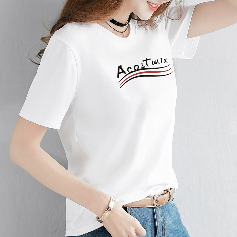 t恤女短袖2025新款ins潮宽松大码纯棉半袖白色体恤韩版上衣服夏季