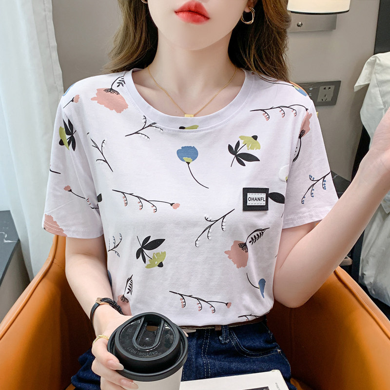 纯棉白色t恤女短袖大码宽松夏季港味chic高级感漂亮别致美式上衣