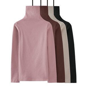 大码 半高领打底衫 t恤女修身 中领长袖 纯棉上衣秋衣内搭 女2018秋季