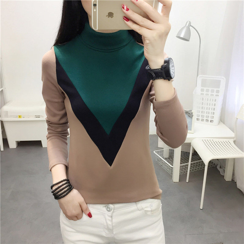 长袖t恤女纯棉高领加厚（实物实拍）（ 95棉 5氨纶）