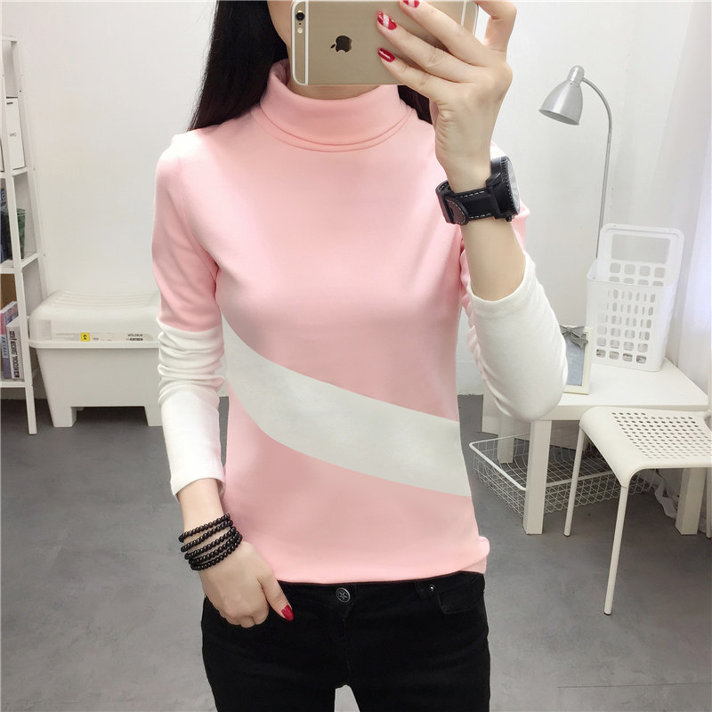 长袖t恤女纯棉高领加厚（实物实拍）（ 95棉 5氨纶）