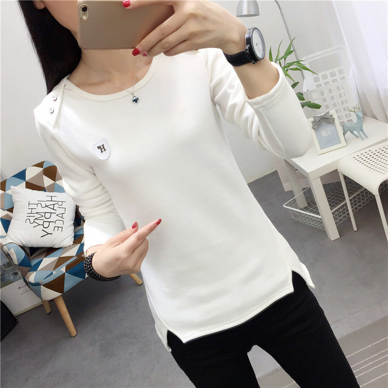 打底衫女秋冬季新款加绒加厚长袖t恤女韩版修身显瘦外穿保暖上衣