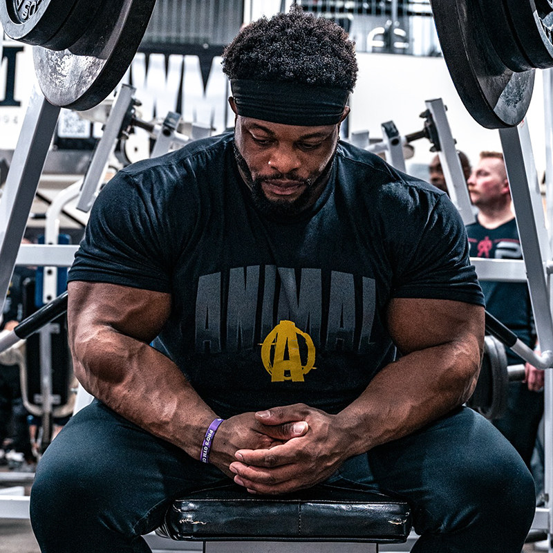 环球野兽短袖男运动美式宽松圆领健身衣夏季大码休闲印花训练T恤