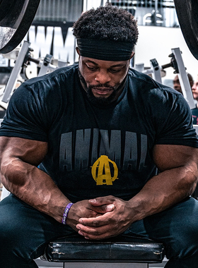 环球野兽短袖男运动美式宽松圆领健身衣夏季大码休闲印花训练T恤