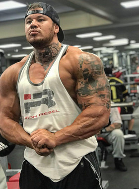 IR工字男运动背心 健身无袖坎肩潮吊带毛睿深挖无袖健美力量举T恤