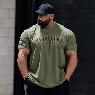 健身训练美式 休闲弹力棉夏季 T恤 男宽松圆领大码 HOSSTILE运动短袖