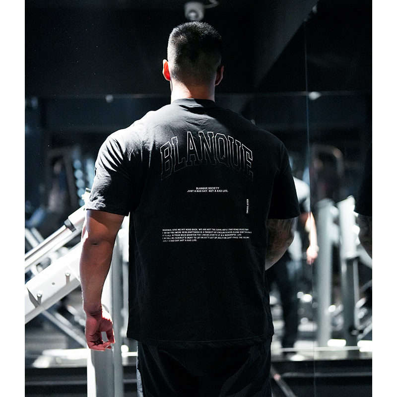 克里斯大码纯棉五分袖男训练T恤