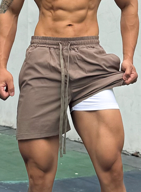 ORGN夏季运动短裤男速干透气带内衬健身四分裤跑步防走光双层裤子