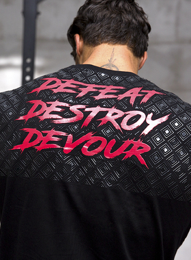 地狱犬力量举防滑衣男大码圆领短袖大力士深蹲卧推健身衣举重T恤