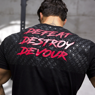 地狱犬力量举防滑衣男大码圆领短袖大力士深蹲卧推健身衣举重T恤