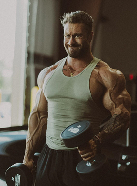 C宝克里斯重磅紧身背心男美式螺纹打底健身衣潮牌无袖坎肩运动T恤