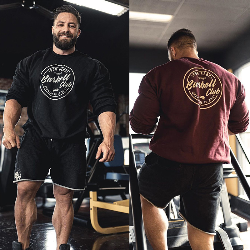 毛圈纯棉!健美大码加厚套头衫男