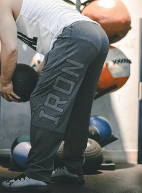 环球野兽纯棉运动长裤健身男士大码针织街头宽松裤子健美直筒卫裤