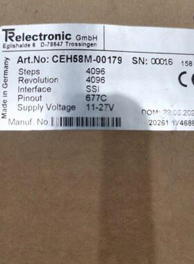 议价CEH58M-00179 TR编码器 SSI讯号输出 11-27V 4096ppr