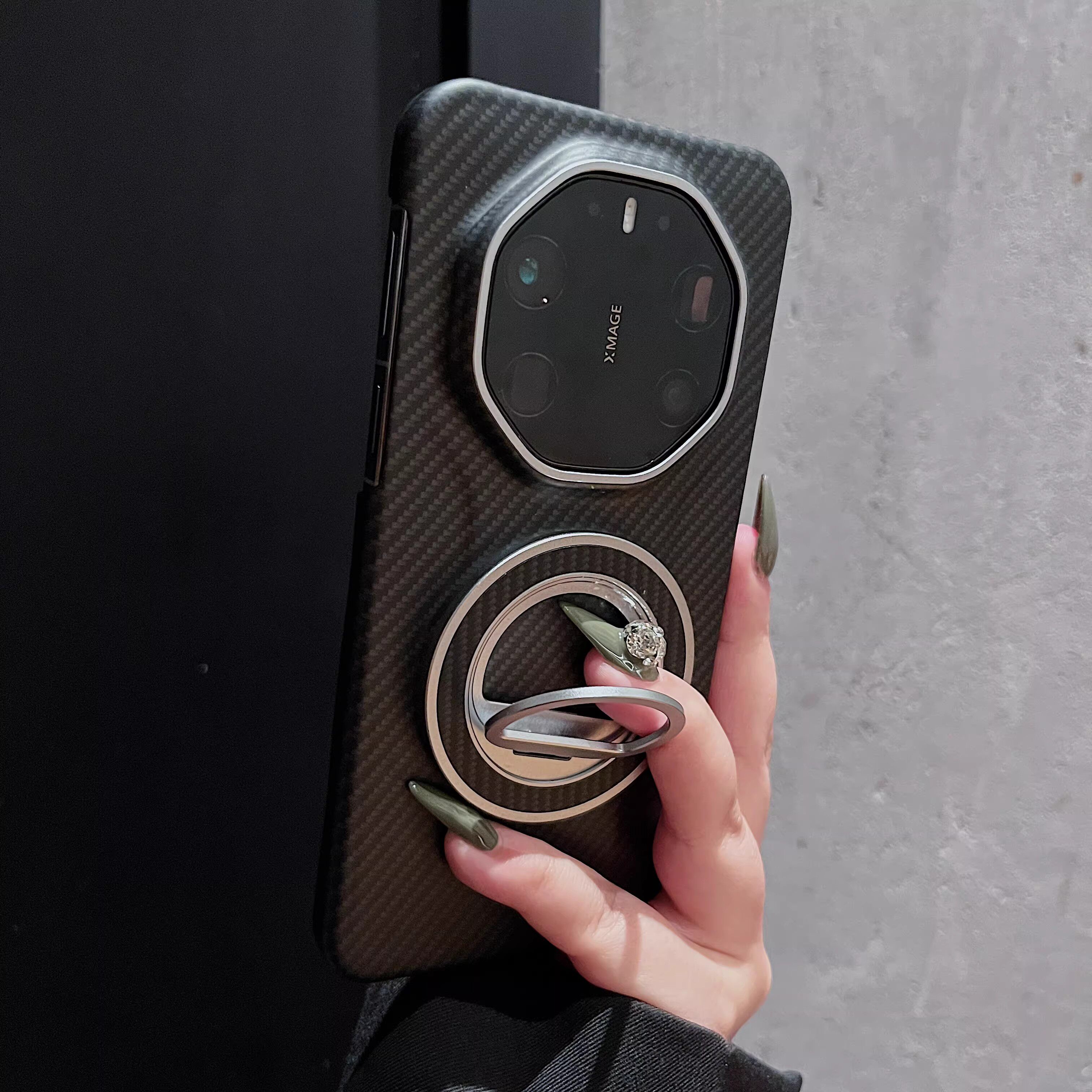 【高品质】适用华为Mate80RS非凡大师手机壳新款碳纤维纹mate70rs非凡大师金属磁吸支架mate60rs奢华商务后壳