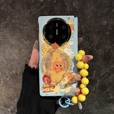 适用vivoxfold5手机壳折叠屏新款华为matex6/3趣味星星人中轴磁吸全包壳膜一体防摔oppon5创意旋转支架保护套