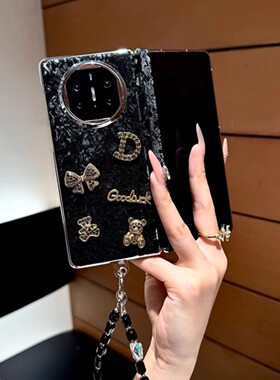 新款适用华为matex7手机壳华为matex6折叠屏vivoxfold5黑色丝绒轻奢中轴全包保护套荣耀V5/3防摔高级感创意女