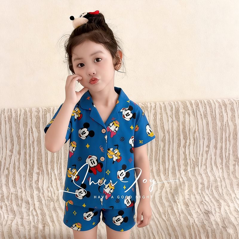 2026米奇儿童睡衣家居服夏季卡通短袖短裤套装可外穿可爱中大童