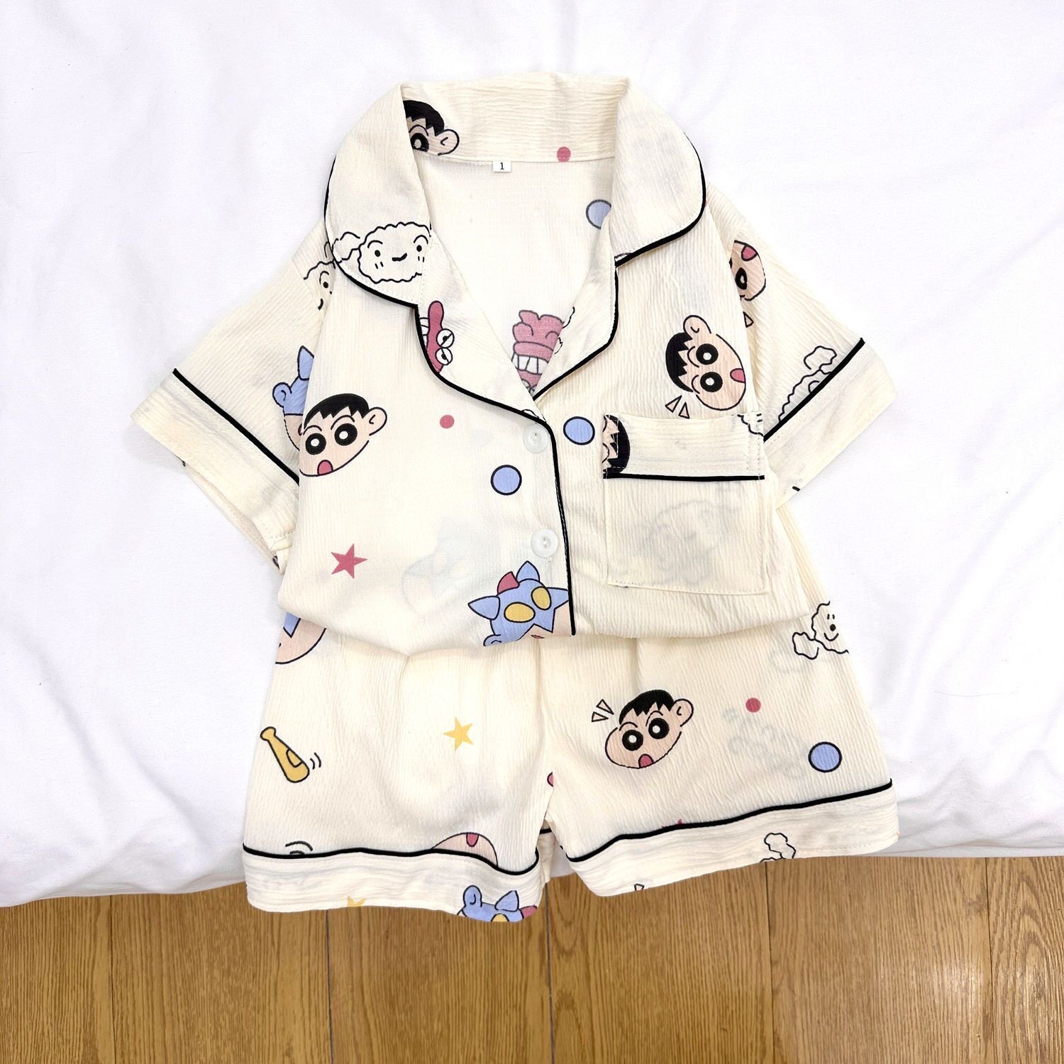 2026夏季蜡笔小新卡通家居服套装男女童短袖短裤儿童睡衣两件套