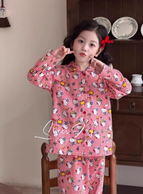 2026卡通Hello Kitty儿童睡衣春秋长袖长裤家居服套装可爱休闲