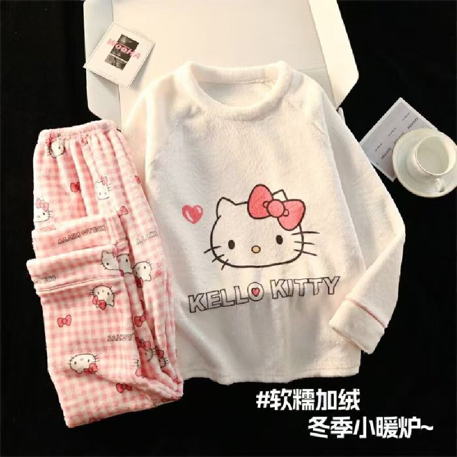 秋冬中大童睡衣2025新款法兰绒男女孩长袖长裤套装卡通可爱家居服