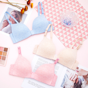 无钢圈文胸套装零束缚棉质调整型薄杯透气聚拢V型小胸罩少女内衣