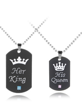 男女HerKingHisQueen情侣项链