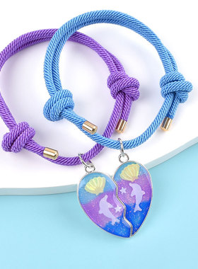 蓝色贝壳海豚儿童闺蜜磁吸手链