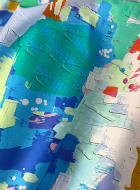 【C-163】抽象油画风面料 高支棉薄款印花布料 手工制衣个性布料