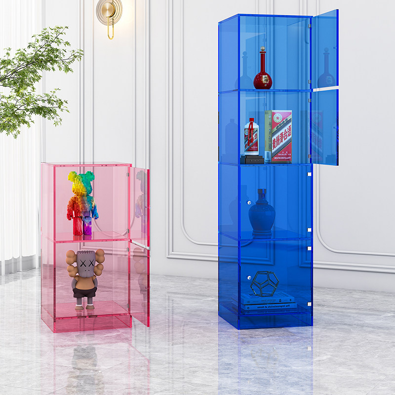 北欧亚克力客厅收纳置物架现代简约多层带门落地防尘书架展示柜,住宅家具,书架,淘宝优惠券,粉丝福利购,淘宝优惠卷