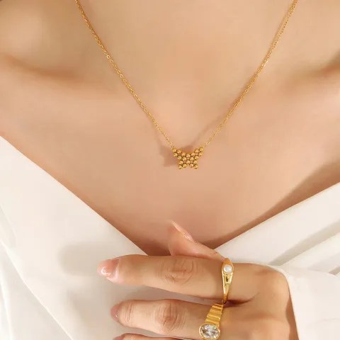 耳钉设计主义手工蝴蝶饰品小众项链浪漫女套装制作法国钛钢圆珠