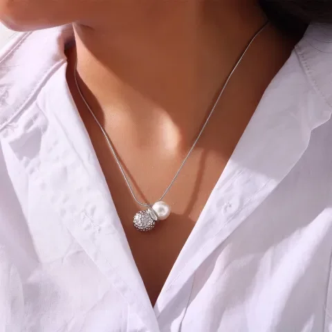 镶嵌个性钛钢吊坠造型设计感首饰花生简约欧美嘻哈风饰品套装贝珠