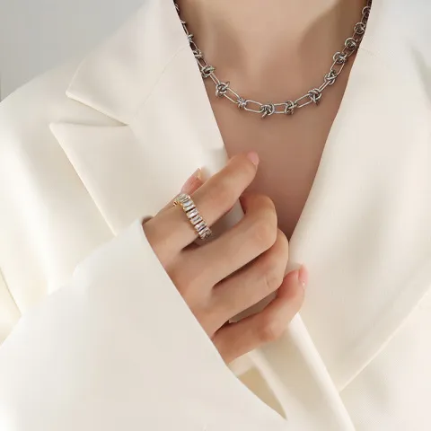 链条套装荆棘手链项链夸张中性风港风链条粗打结粗拼接秋冬重磅