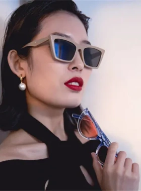 太阳眼镜复古ins韩版欧美墨镜2021嘻哈辣妹猫眼潮女蹦迪网红街拍