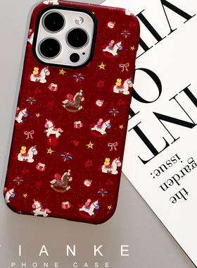 红色涂鸦马年手机壳适用苹果iPhone17proma小米16air15菲林软二合一APP小米4华为mate70OPPOmagic8reno13vivo