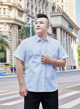 大码白衬衫男士短袖夏季加肥加大职业正装半袖面试衬衣宽松工作服
