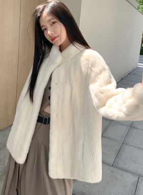 2025冬新款皮毛一体高级感中长款毛毛大衣环保水貂毛绒皮草外套女