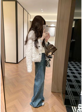 加厚保暖环保小湖羊皮草外套女短款小香风仿羊羔毛皮毛一体大衣