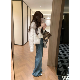 加厚保暖环保小湖羊皮草外套女短款小香风仿羊羔毛皮毛一体大衣