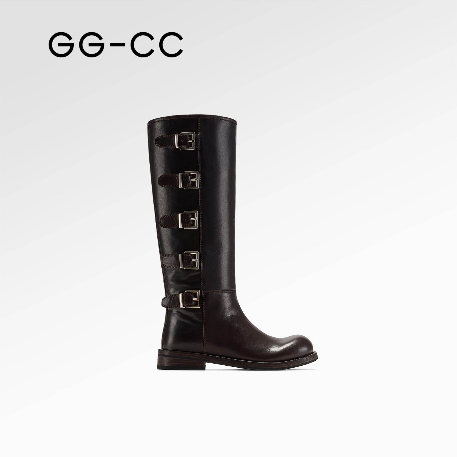 GGCC皮带扣饰骑士靴西部高靴